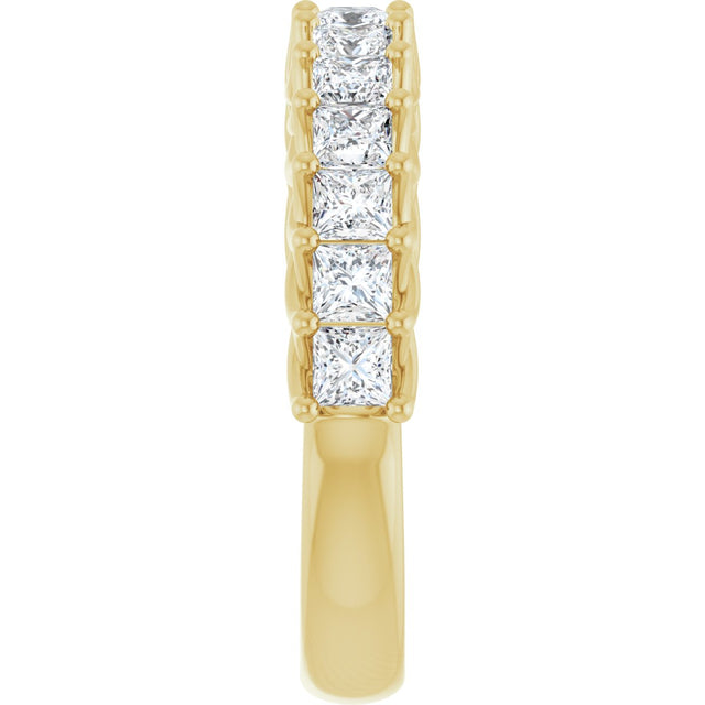 14K Gold Square Natural Diamond Woven-Design Anniversary Band – 1/2–1 1/3 CTW - Yellow Gold - view 4