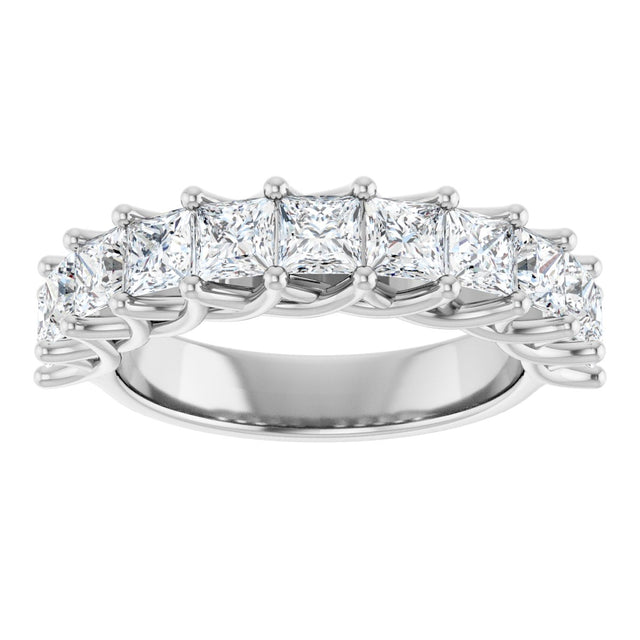 10K Gold Square Lab-Grown Diamond Woven-Design Anniversary Band – 1 3/8–4 CTW - White Gold - view 3