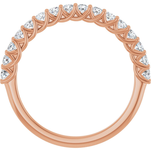 14K Gold Round Natural Diamond Woven-Design Anniversary Band – 2 mm Stones - Rose Gold - view 2