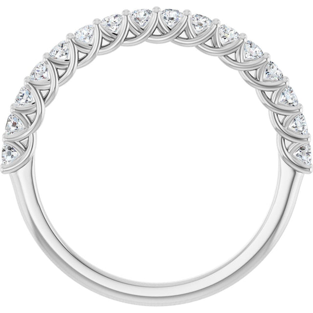 10K Gold Round Natural Diamond Woven-Design Anniversary Band – 3/8–1 1/3 CTW - White Gold - view 2