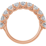10K Gold Round Natural Diamond Woven-Design Anniversary Band – 1 5/8–2 3/4 CTW - Rose Gold - view 2