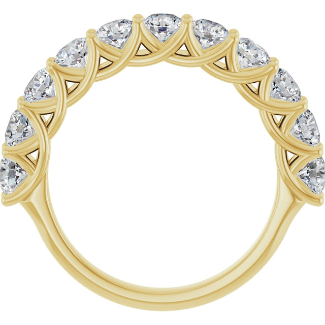 10K Gold Round Lab-Grown Diamond Woven-Design Anniversary Band – 1 1/2–3 CTW - Yellow Gold - view 2