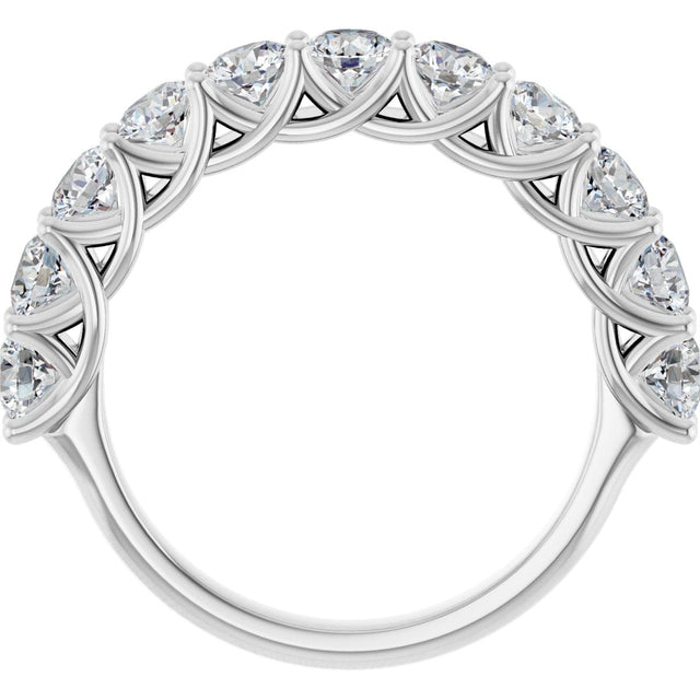 10K Gold Round Lab-Grown Diamond Woven-Design Anniversary Band – 1 1/2–3 CTW - White Gold - view 2