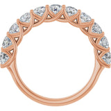 10K Gold Round Natural Diamond Woven-Design Anniversary Band – 1 5/8–2 3/4 CTW - Rose Gold - view 2