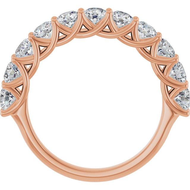 10K Gold Round Lab-Grown Diamond Woven-Design Anniversary Band – 1 1/2–3 CTW - Rose Gold - view 2