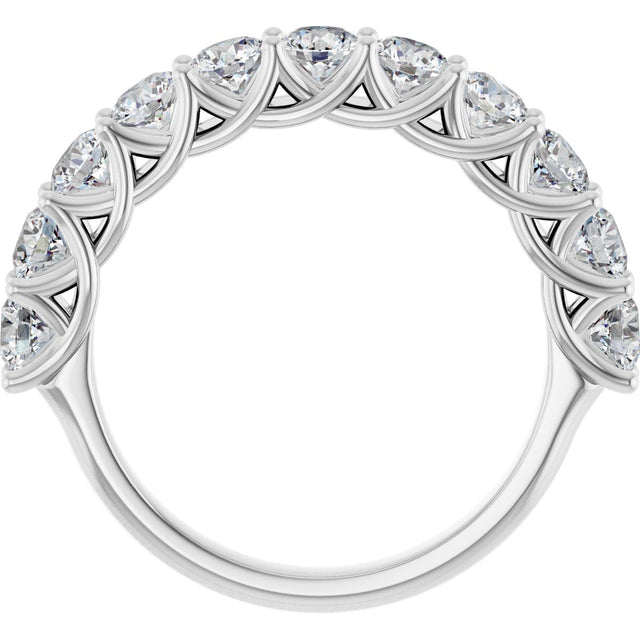 10K Gold Round Natural Diamond Woven-Design Anniversary Band – 1 5/8–2 3/4 CTW - White Gold - view 2