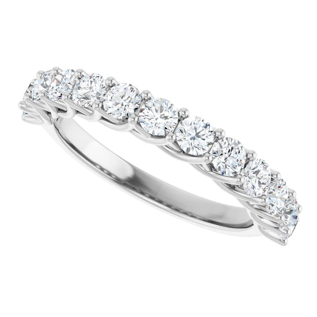 10K Gold Round Natural Diamond Woven-Design Anniversary Band – 3/8–1 1/3 CTW - White Gold - view 5
