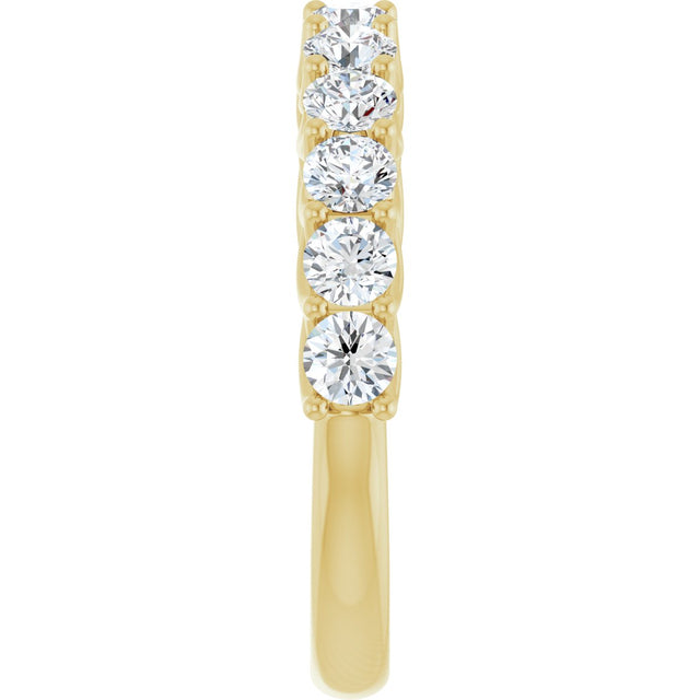 14K Gold Round Natural Diamond Woven-Design Anniversary Band – 3 mm Stones - Yellow Gold - view 4