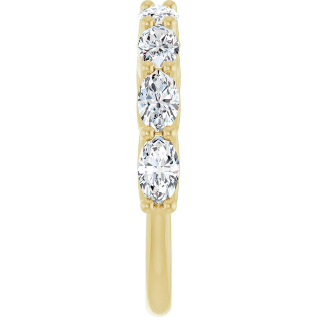14K Gold Oval Lab-Grown Diamond Woven-Design Anniversary Band – 5x3 mm Stones - Yellow Gold - view 4