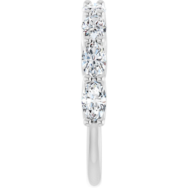 10K Gold Oval Natural Diamond Woven-Design Anniversary Band – 2 CTW - White Gold - view 4