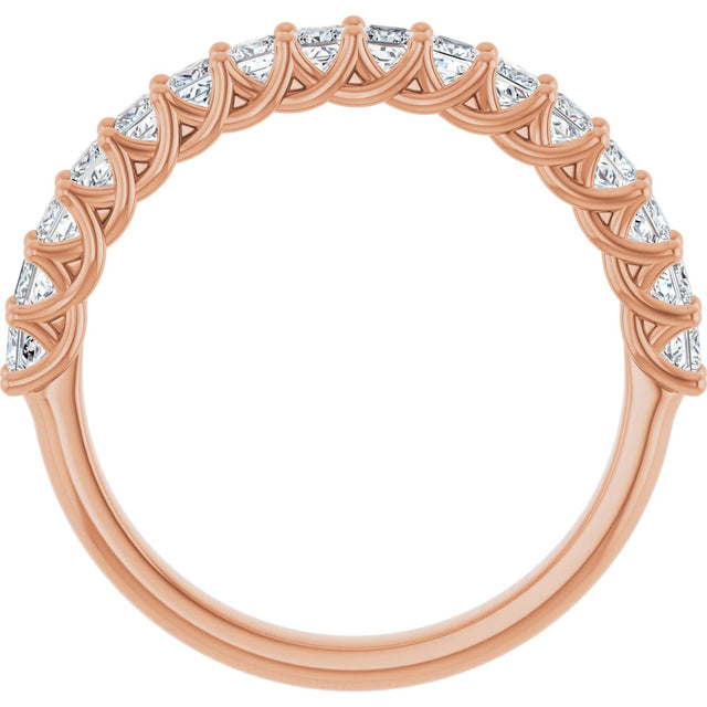 10K Gold Square Natural Diamond Woven-Design Anniversary Band – 1/3–1 1/3 CTW - Rose Gold - view 2