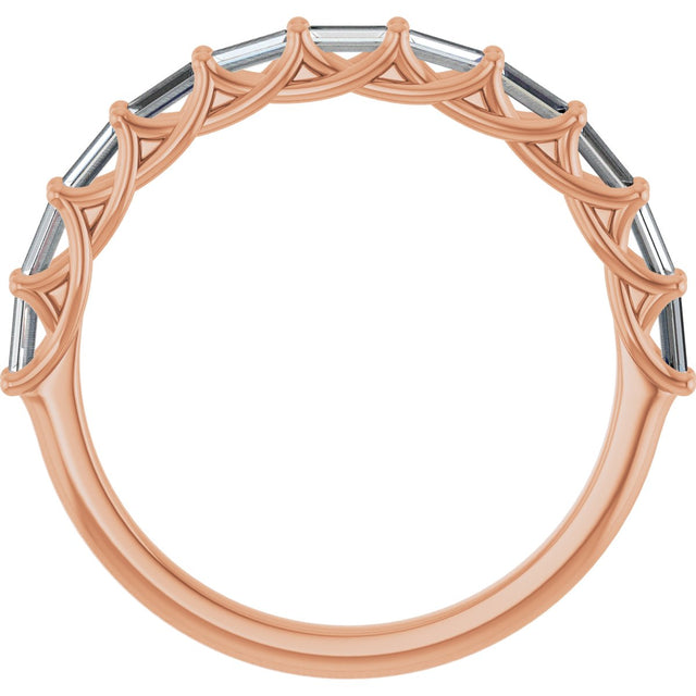 10K Gold Straight Baguette Natural Diamond Woven-Design Anniversary Band – 1/3–7/8 CTW - Rose Gold - view 2