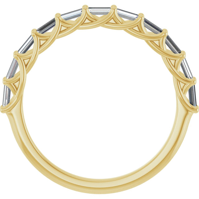 10K Gold Straight Baguette Lab-Grown Diamond Woven-Design Anniversary Band – 1/3–5/8 CTW - Yellow Gold - view 2