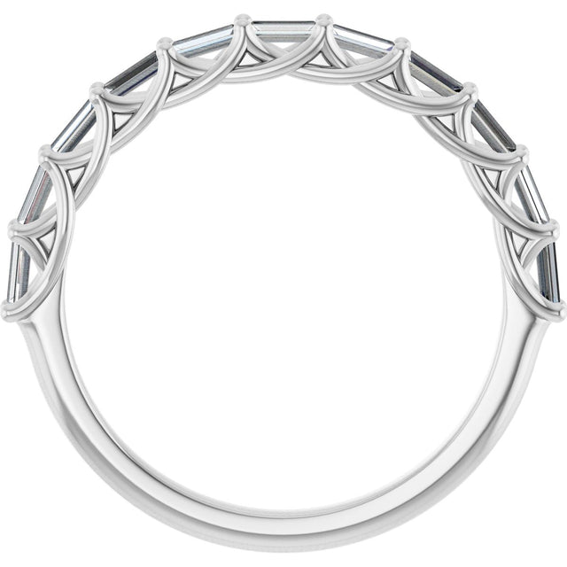 10K Gold Straight Baguette Natural Diamond Woven-Design Anniversary Band – 1/3–7/8 CTW - White Gold - view 2