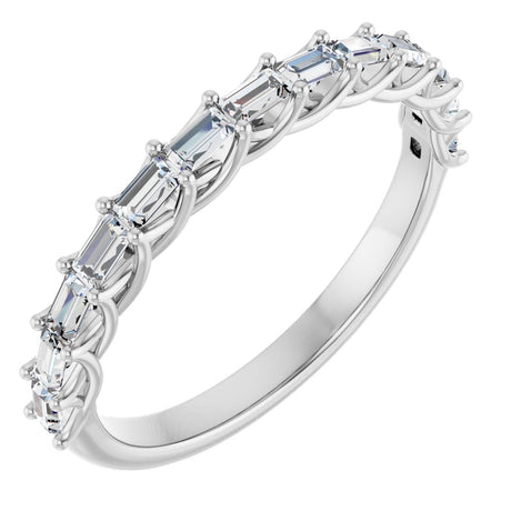 10K Gold Straight Baguette Natural Diamond Woven-Design Anniversary Band – 1/3–7/8 CTW - White Gold
