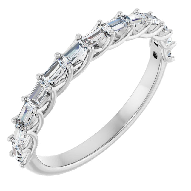 Platinum Straight Baguette Natural Diamond Woven-Design Anniversary Band – 3/8–3/4 CTW