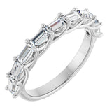 10K Gold Straight Baguette Natural Diamond Woven-Design Anniversary Band – 9/10–1 CTW - White Gold