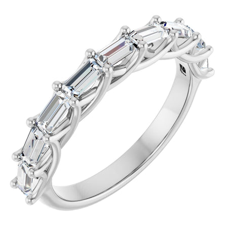 10K Gold Straight Baguette Lab-Grown Diamond Woven-Design Anniversary Band – 9/10 CTW - White Gold