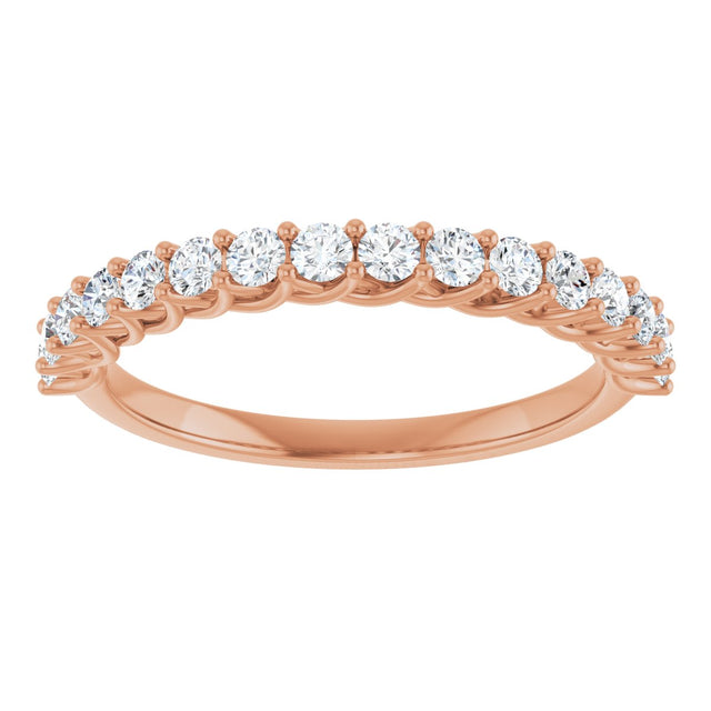 10K Gold Round Natural Diamond Woven-Design Anniversary Band – 3/8–1 1/3 CTW - Rose Gold - view 3