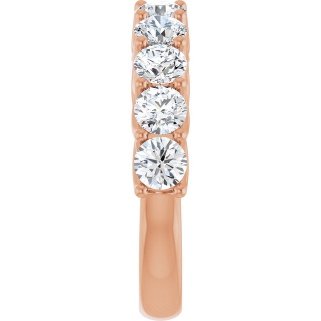 10K Gold Round Lab-Grown Diamond Woven-Design Anniversary Band – 1 1/2–3 CTW - Rose Gold - view 4