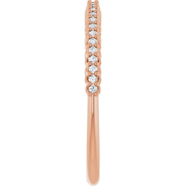 10K Gold Round Lab-Grown Diamond Woven-Design Anniversary Band – 1/8–1/3 CTW - Rose Gold - view 4