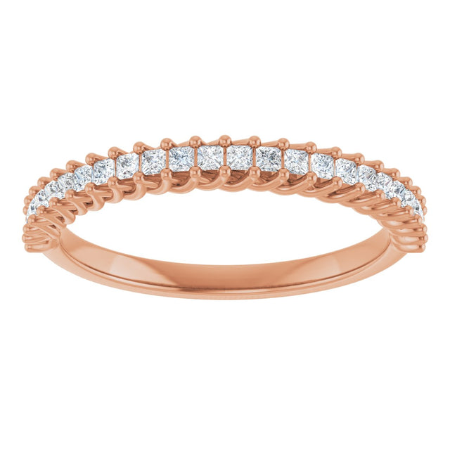 10K Gold Square Natural Diamond Woven-Design Anniversary Band – 1/3–1 1/3 CTW - Rose Gold - view 3