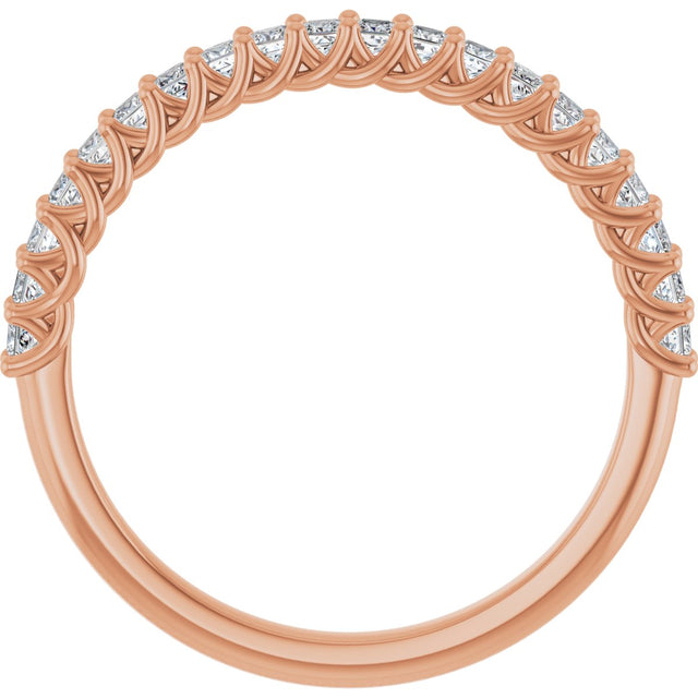10K Gold Square Natural Diamond Woven-Design Anniversary Band – 1/3–1 1/3 CTW - Rose Gold - view 2