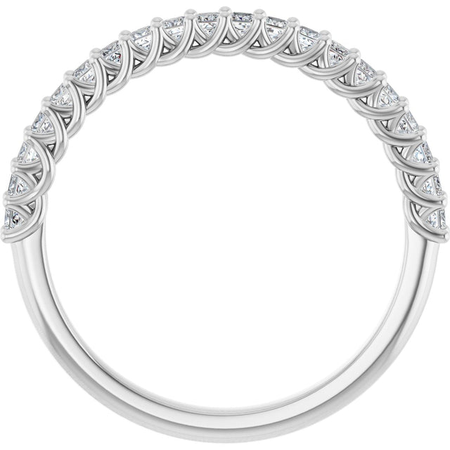 10K Gold Square Natural Diamond Woven-Design Anniversary Band – 1/3–1 1/3 CTW - White Gold - view 2