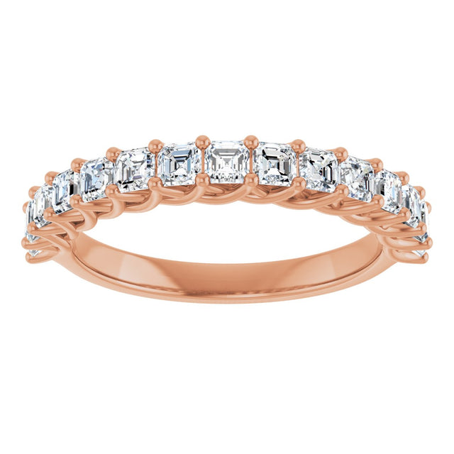 14K Gold Asscher Natural Diamond Woven-Design Anniversary Band – 3/4–1 1/8 CTW - Rose Gold - view 3