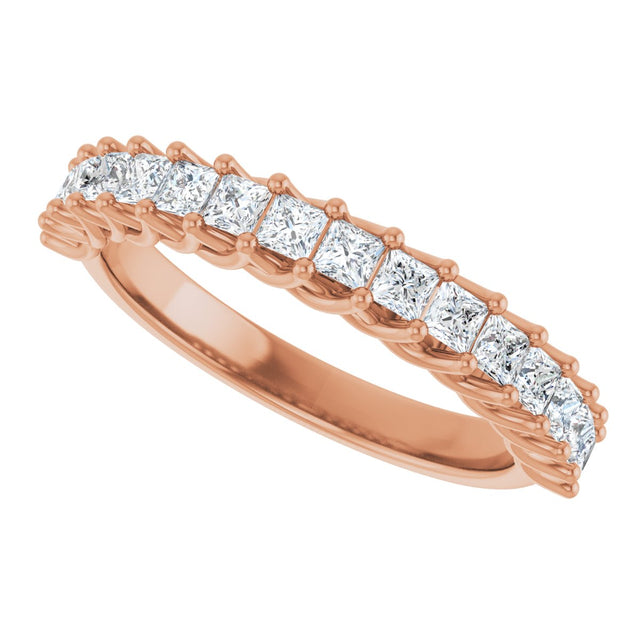 10K Gold Square Natural Diamond Woven-Design Anniversary Band – 1/3–1 1/3 CTW - Rose Gold - view 5