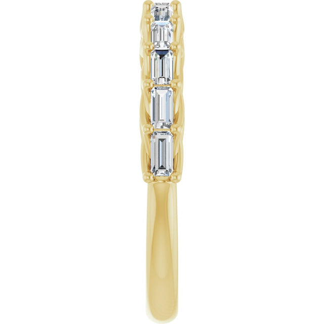 10K Gold Straight Baguette Lab-Grown Diamond Woven-Design Anniversary Band – 1/3–5/8 CTW - Yellow Gold - view 4