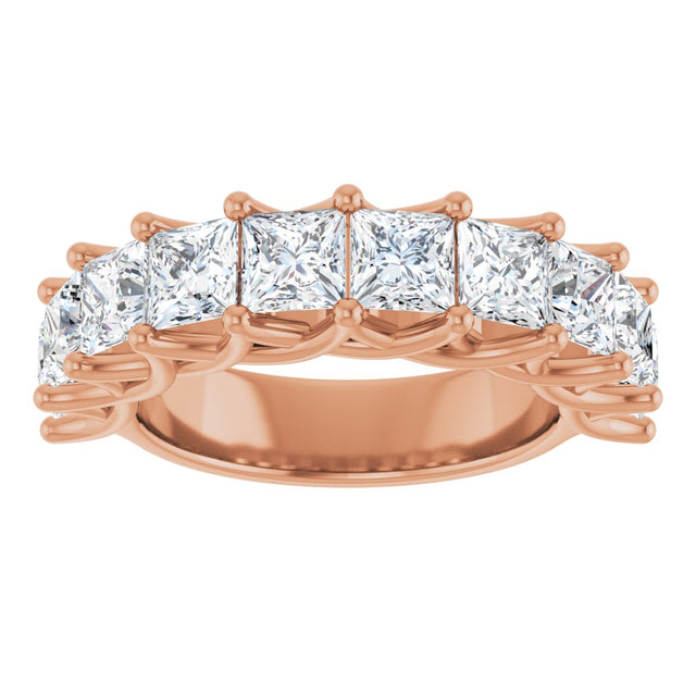 10K Gold Square Lab-Grown Diamond Woven-Design Anniversary Band – 1 3/8–4 CTW - Rose Gold - view 3