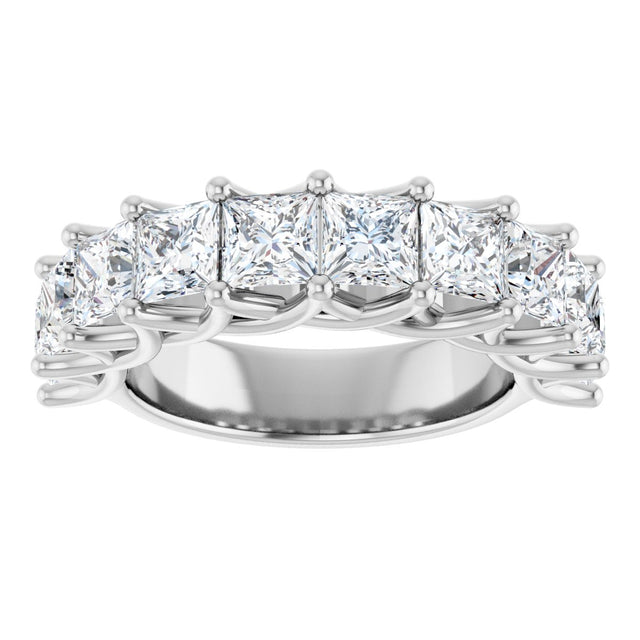 10K Gold Square Natural Diamond Woven-Design Anniversary Band – 1 3/4–3 9/10 CTW - White Gold - view 3