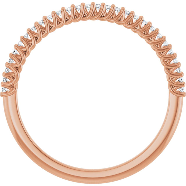10K Gold Round Natural Diamond Woven-Design Anniversary Band – 1/8–1/3 CTW - Rose Gold - view 2