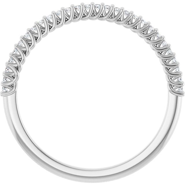 10K Gold Round Natural Diamond Woven-Design Anniversary Band – 1/8–1/3 CTW - White Gold - view 2