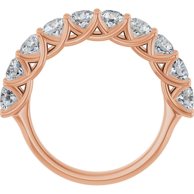 10K Gold Round Lab-Grown Diamond Woven-Design Anniversary Band – 1 1/2–3 CTW - Rose Gold - view 2