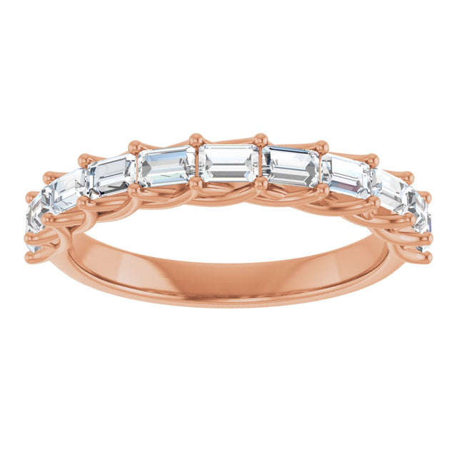 10K Gold Straight Baguette Natural Diamond Woven-Design Anniversary Band – 1/3–7/8 CTW - Rose Gold - view 3