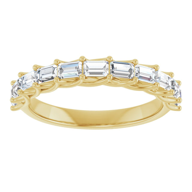10K Gold Straight Baguette Lab-Grown Diamond Woven-Design Anniversary Band – 9/10 CTW - Yellow Gold - view 3