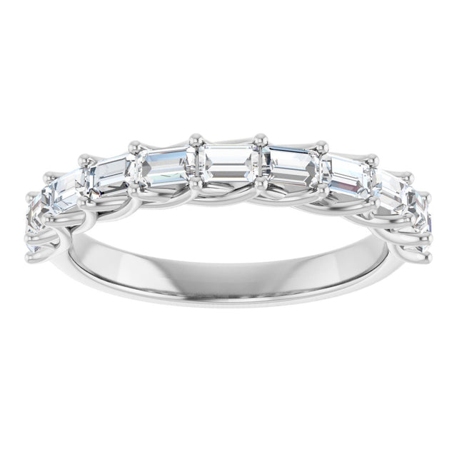 10K Gold Straight Baguette Natural Diamond Woven-Design Anniversary Band – 1/3–7/8 CTW - White Gold - view 3