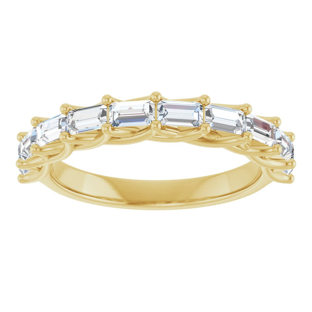 10K Gold Straight Baguette Lab-Grown Diamond Woven-Design Anniversary Band – 9/10 CTW - Yellow Gold - view 3