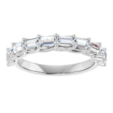 10K Gold Straight Baguette Natural Diamond Woven-Design Anniversary Band – 1/3–7/8 CTW - White Gold - view 3