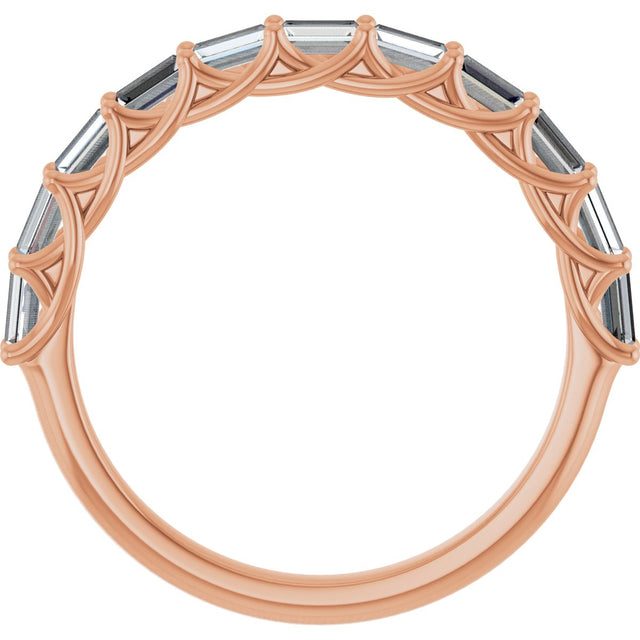 10K Gold Straight Baguette Natural Diamond Woven-Design Anniversary Band – 1/3–7/8 CTW - Rose Gold - view 2