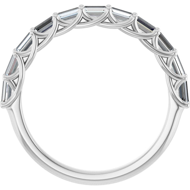 10K Gold Straight Baguette Natural Diamond Woven-Design Anniversary Band – 1/3–7/8 CTW - White Gold - view 2