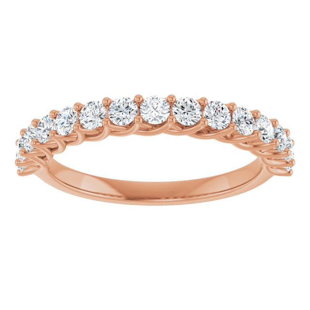 10K Gold Round Lab-Grown Diamond Woven-Design Anniversary Band – 1/2–1 1/3 CTW - Rose Gold - view 3