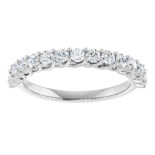 10K Gold Round Natural Diamond Woven-Design Anniversary Band – 3/8–1 1/3 CTW - White Gold - view 3