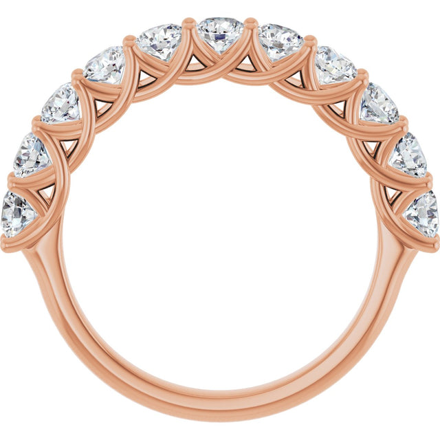 10K Gold Round Natural Diamond Woven-Design Anniversary Band – 3/8–1 1/3 CTW - Rose Gold - view 2