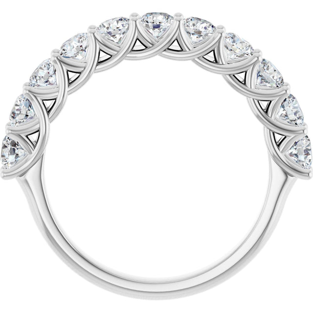 10K Gold Round Lab-Grown Diamond Woven-Design Anniversary Band – 1/2–1 1/3 CTW - White Gold - view 2