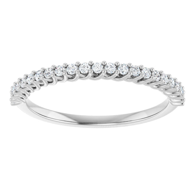 10K Gold Round Natural Diamond Woven-Design Anniversary Band – 1/8–1/3 CTW - White Gold - view 3