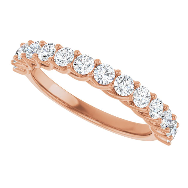10K Gold Round Natural Diamond Woven-Design Anniversary Band – 3/8–1 1/3 CTW - Rose Gold - view 5