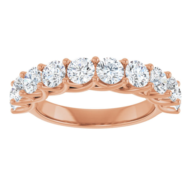10K Gold Round Natural Diamond Woven-Design Anniversary Band – 1 5/8–2 3/4 CTW - Rose Gold - view 3